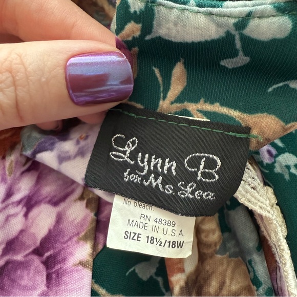 Vintage 80s Lynn B for Ms Lea Prairie Dress Set 18W Floral Lace USA Cottagecore - Picture 9 of 9